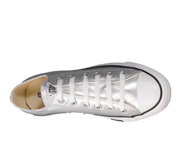 metallic silver low top Converse