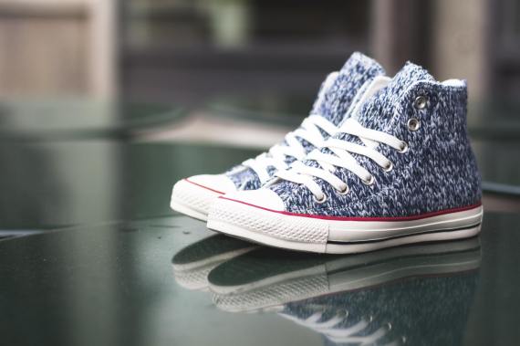 Knitted Navy Blue High Top Womens Converse Chuck Taylor All Star