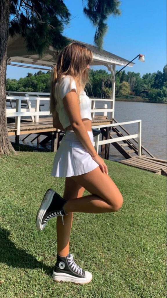 Converse Platform Cropped top and skater skirt